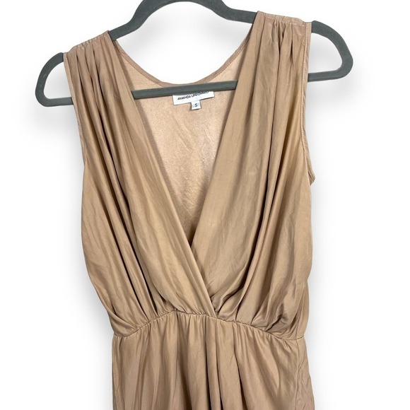 Amanda Uprichard Dress Womens Small Nude Silk Sleeveless Romantic Faux Wrap - Picture 5 of 13